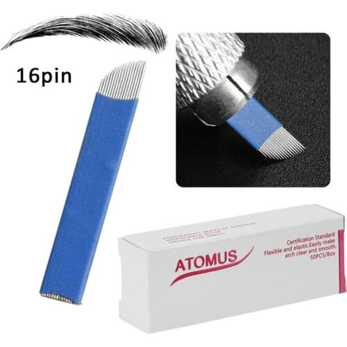 50 PCS Microblading Blades Tattoo Needles Tattoo Pen Makeup Needle 9 14 16 Pin Manual Eyebrow Blades