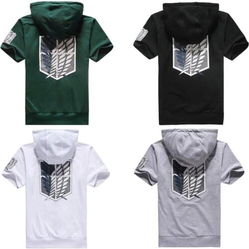 Attack on Titan Cosplay Costumes Hoodie Jacket Shingeki No Kyojin Coat Cosplay Costumes Eren Short Sleeves Hoodie