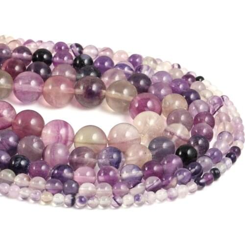 Natural Semi Precious Stone Beads Purple Crystal Clear Circular DIY For Making Necklaces Bracelets And Earrings 4/6/8/10/12mm