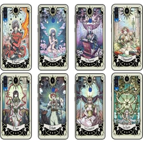 Black tpu Case For Samsung Galaxy A50 50S A30S A10 A01 A11 A21S A31 A41 A51 A71 M21 M30S S10 LITE Cover Tarot card moon star