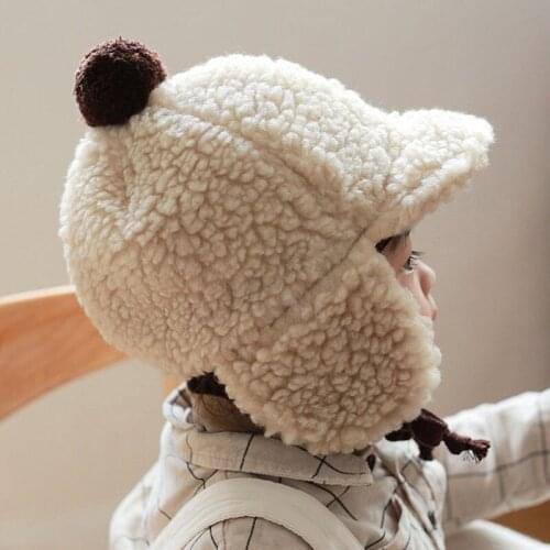 Popodion Childrens Winter Warm Plush Ear Cap Baby Hat Newborn Accessories CHD20357