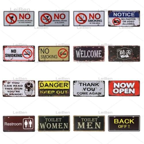 Road Sign License Plate Retro Metal Sign Decoration Garage Car Shop Man Cave Toilet Warning Sign Art Poster Retro Plaque 30X15Cm