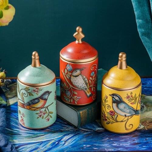 American Ceramic Storage Storage Tank Desktop Decoration Tea Caddy Porch Living Room Study Decoration Cabinet Decoration