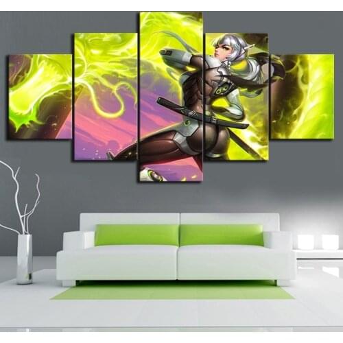 5 Panel Overwatch Game Canvas Printed Painting For Living Room Wall Decor HD Picture Artworks Poster
