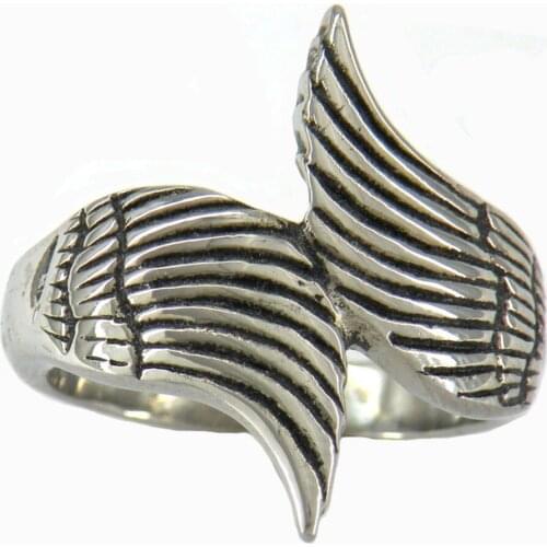 FANSSTEEL Stainless Steel Jewelry Double Angel Eagle Wing Biker Ring FSR09W14