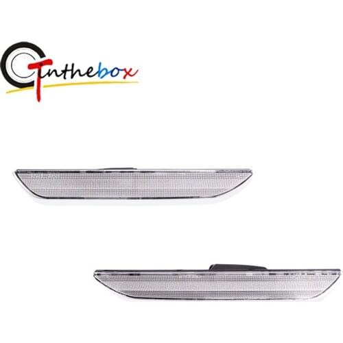 GTinthebox 2PCS Smoked Black / Clear Lens Car Rear Bumper Reflector Side Marker Light Cover Housings For 2015-2018 Ford Mustang