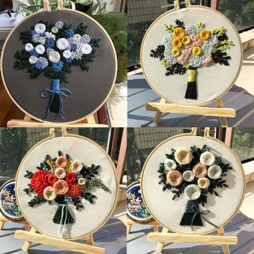 Beautiful Flowers DIY Handcraft Cross Stitch Supplies Embroidery Materials Package European Embroidered Accessories Decor