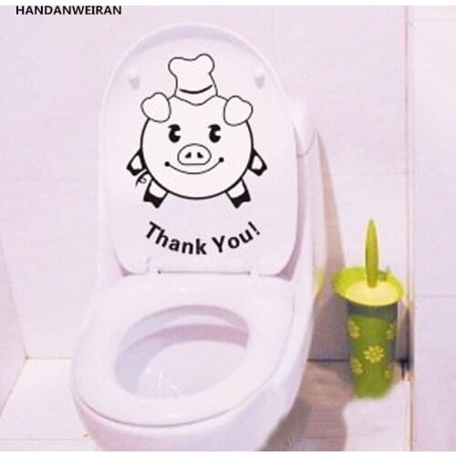 2020 Hot Selling Pig Thank You Toilet Stickers Funny Poster Mural Wallpaper Family Wall Decal FOR BATHROOM