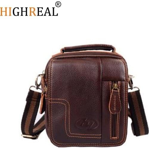 Fashion Mens Messenger Bag Retro Shoulder Bag Genuine Leather Small Bag Crossbody Multifunctional Waist Pack B22
