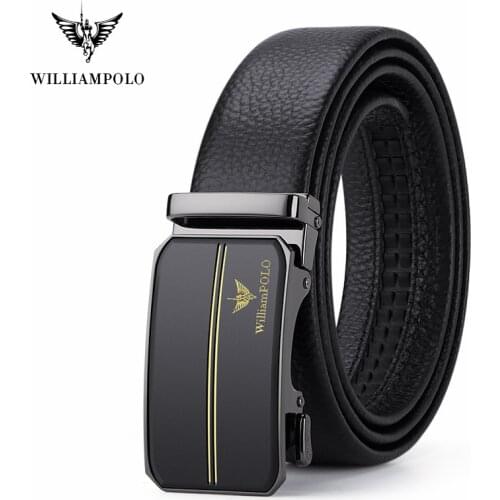 WilliamPolo Brand Genuine Leather Belt Man Mens Belt Cow Man Belts Fashion Automatic Buckle Belts For Men Leather Designer