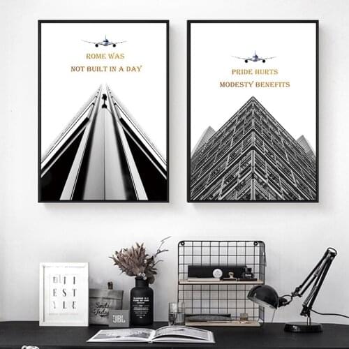 Nordic Black White Building Art wall art Canvas Painting Prints Abstract Posters for Living Room Morden contracted Home Decor