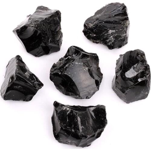 Natural black rough obsidian quartz rough rock for healing crystals stone