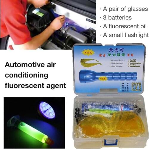 New 2019 Car R134A R12 Air Conditioning A/C Fluorescence Leak Detector Sealing Detector LED Flashlight UV Paint Car Repair Tool