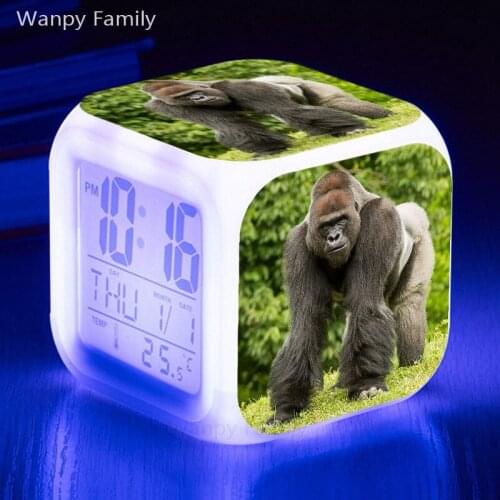 2020 New Hot Sales Gorilla Alarm Clock 7 Color Changing LED reloj despertado Digital Alarm Clock Kids Cartoon Toys Gifts