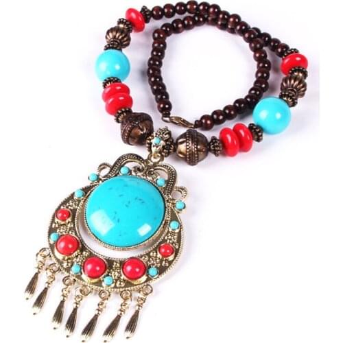 New Bohemian Necklaces Fashion For Women Jewelry Mujer Handwoven Collier Long Tassel Beads Choker Statement Pendants Gift