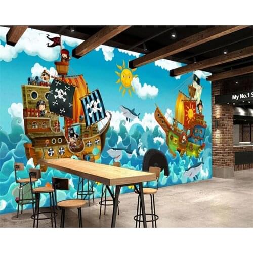 Beibehang papel de parede Custom Wallpaper 3d Photo Murals Hand Painted Pirate Ship living room bedroom Background Wall paper 3d