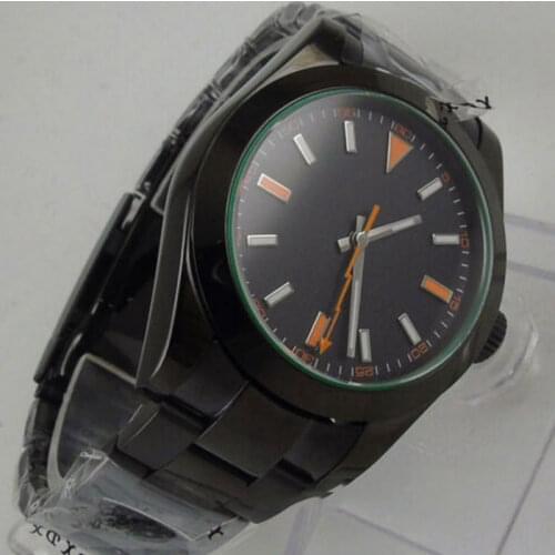 Luxury 40mm Mechancial Mens Watch Black Dial Sapphire Glass MIYOTA Movement Automatic Date Function