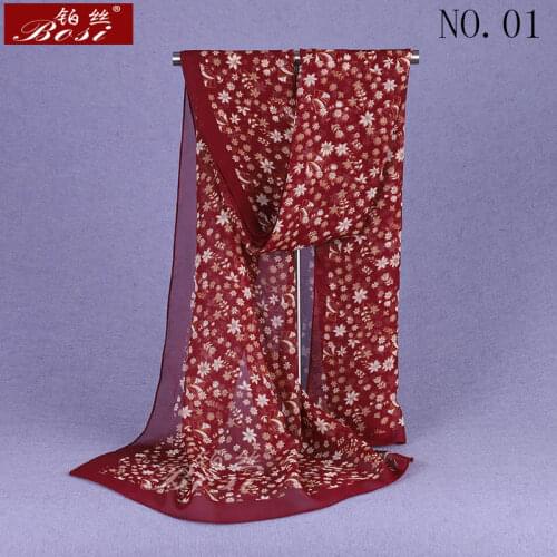 2020 New Chiffon Scarf Women Spring fashion Summer flower Scarves Thin Shawls Foulard Print Multicolor Hijab Stoles Wholesale