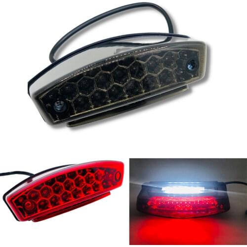 12V 21 LED Universal Motorcycle Tail Brake Light License Plate Lamp Smoke/Red Lens Rear Stop Indicator For Ducati Honda Suzuki