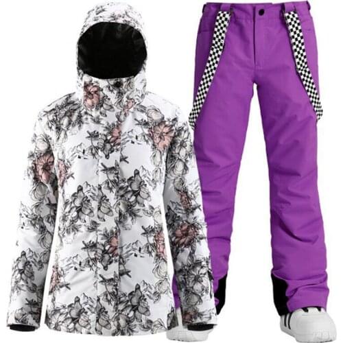 Warm Ski Suit Women Waterproof Breathable Skiing and Snowboarding Jacket Pants Set Female Winter Outdoor Costumes