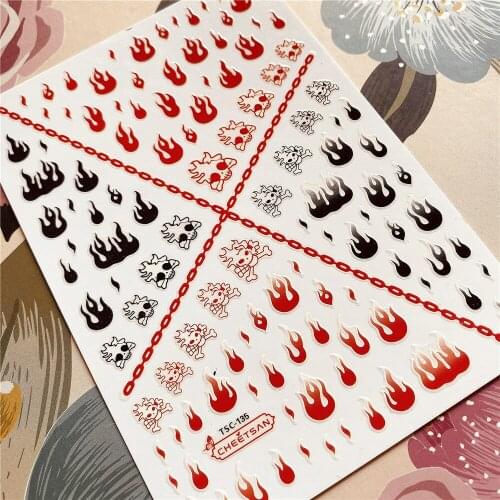 TSC-135 Flame Fire Blaze 3D Back glue Nail decal Nail sticker Nail decoration Nail art Nail tool Nail ornament