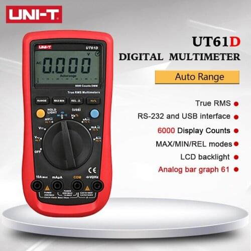 UNI-T UT61D Modern Digital Multimeters Auto Range AC/DC Auto Range 1000V/10A Best Accuracy 0.01mA with Overload Protection