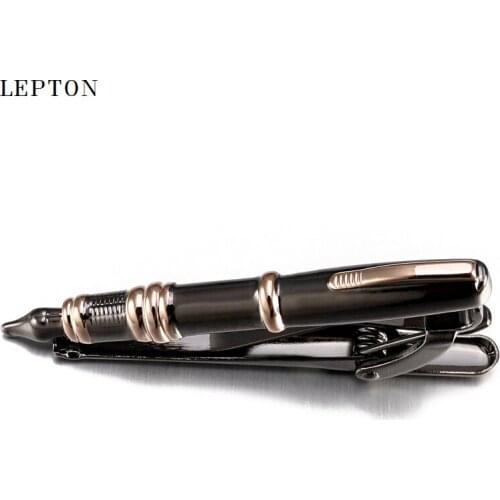 Lepton Neckties tie clips & cufflinks Novelty Pen Design Suit Clasp Clip Business Wedding Stainless Steel Pen Tie Clips For Mens