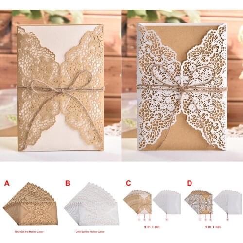 10PCS European Style Elegant Delicate Carved Lace Wedding Party Invitations Cards Congratulation Card Party Supplies