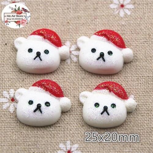 10pcs resin shiny Christmas bear flatback cabochon for Hair Bow Center, scrapbook,DIY accessories
