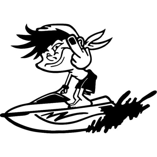 15*10.5cm Rude Jet Ski Rider Giving Finger Car Truck Window Laptop Vinyl Decal Sticker Lovely Humour Car Sticker