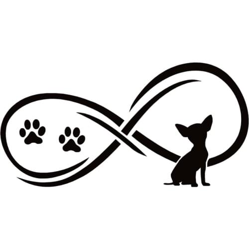 40662# Die-Cut Vinyl Decal Chihuahua Dog Infinity Love Car Sticker Waterproof Auto Decors on Car Body Bumper Rear Window