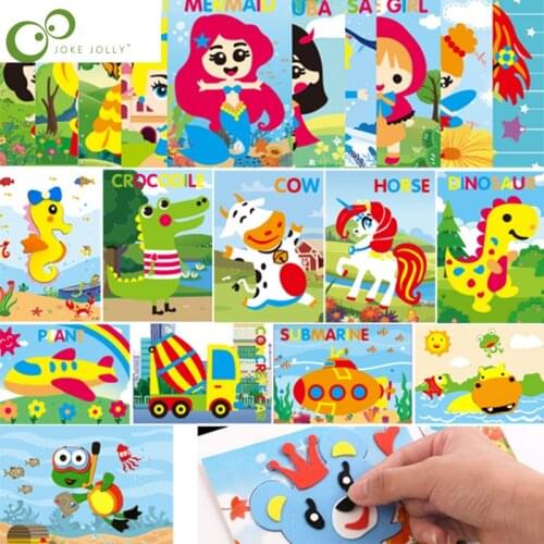 5/10pcs Childrens Handmade EVA Stickers Random 24 Style Cartoon3D Stickers Birthday Gifts Early Eucation Toys WYW