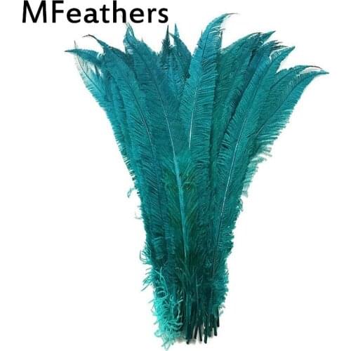 MFeathers 50PCS Peacock Blue Dyed Ostrich Nandu Feather 50-55cm 20-22" Natural Real Ostrich Feathers Plumes Carnival Decorations