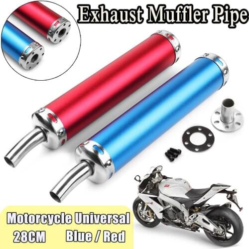 60x280mm Motorcycle Racing Blue Red Exhaust Muffler Pipe Silencer 2 Stroke blue/red
