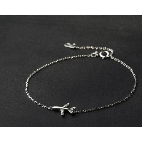 925 Sterling Silver Link Chain Airplane Charm Bracelet &Bangle For Women Girls Party Bohemian Jewelry SL280