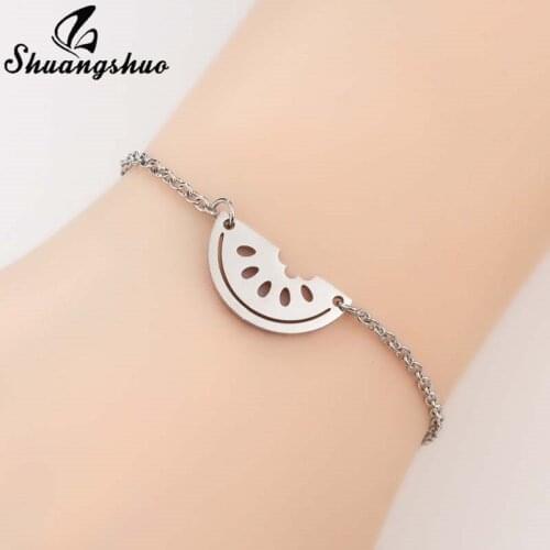 Shuangshuo Stainless Steel Bracelet for Women Geometric Watermelon Bracelets Summer Pulseira Feminina Lover' Jewelry Chain Gift