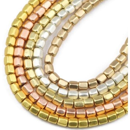 3mm Matte Gold Silvers Natural Stone Pentagon Hematite Spacer Loose Beads For Jewelry Making Diy Bracelet Necklace Accessories