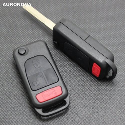 AURONOVA New Replace Folding Key Shell for MERCEDES BENZ C E S ML W140 2+1 Buttons Small Head Uncut Brass Remote Car Key Case