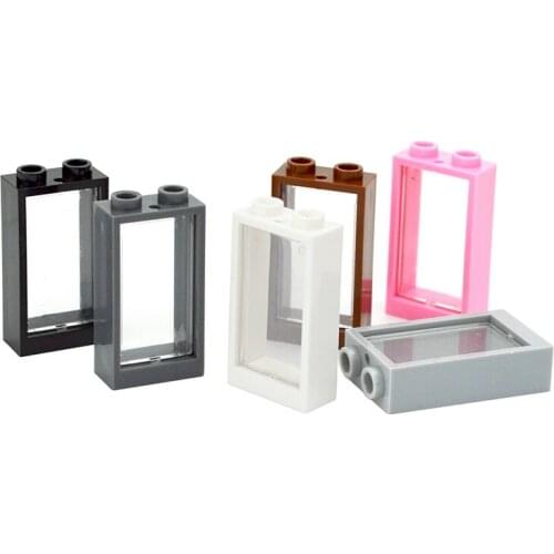 City DIY Window Frame 1x2x3 With Glass Parts Building Blocks Compatible 60593+60602 Classic Bricks Accessories For Children