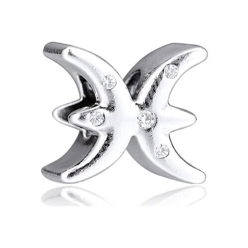 CKK Fit Pandora Bracelet 925 Sterling Silver Beads Sparkling Pisces Zodiac Charms Women DIY Jewelry Making Wholesale