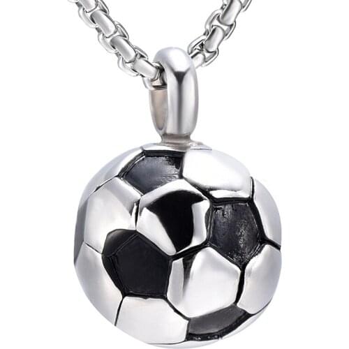 Football Urn Hold of Loved One Stainless Steel Cremation Soccer Pendant for Memorial Ashes