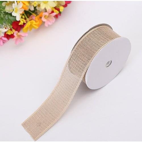 Hot Sale Crafts Decorative Ribbon 3.8cm Wide Gold Silk Imitation Linen 7 Colors Random Optional Decorative Printing Ribbon
