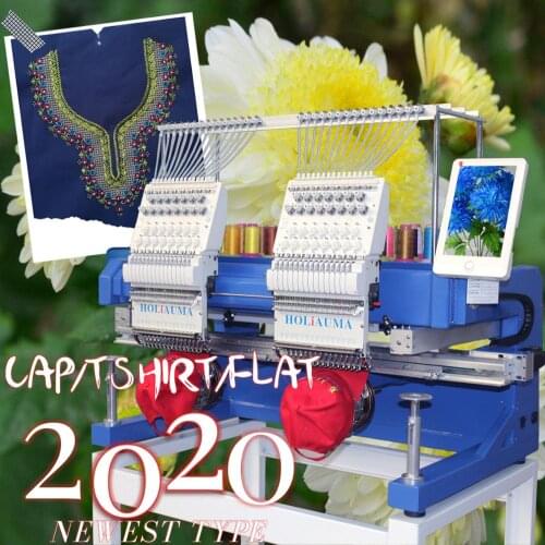 China 10 years service ! Newest DAHAO Software Computer Embroidery Machine Two Head 15 Color Multi Function Hat Flat T-shirt Emb