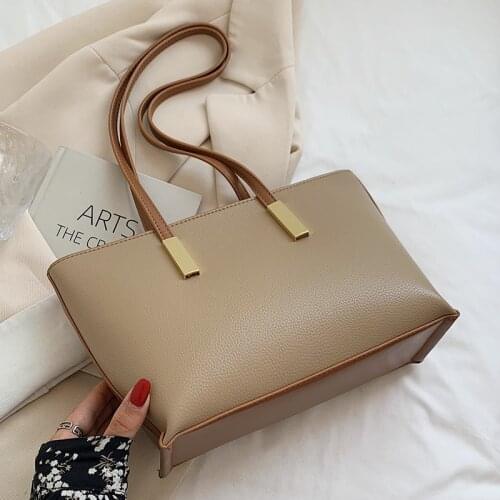 Patchwork Ladies Handbags Luxury Brand Pu Leather Big Totes Bag female Shoulder Bag 2021 new winter Elegant lady Office bag