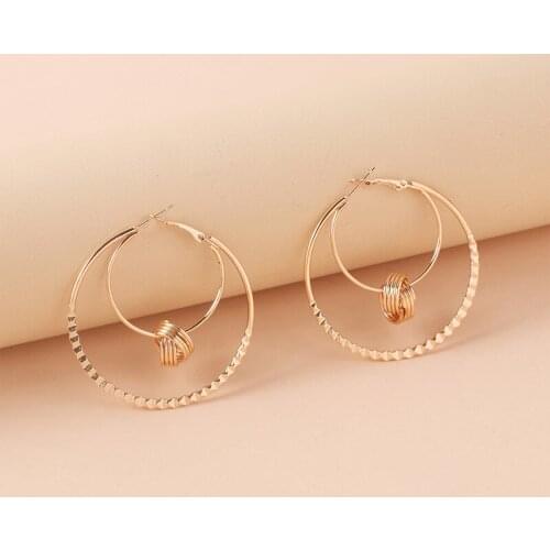 New Ins Geometric Gold Color Hoop Earrings for Women Bohemian Big Simple Round Circle Huggies Earrings Steampunk Accessories