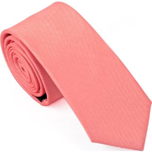 HB-018 Mens Ties Silk Skinny Ties For Men Slim Tie Solid Coral Red Wedding Necktie Free Shipping