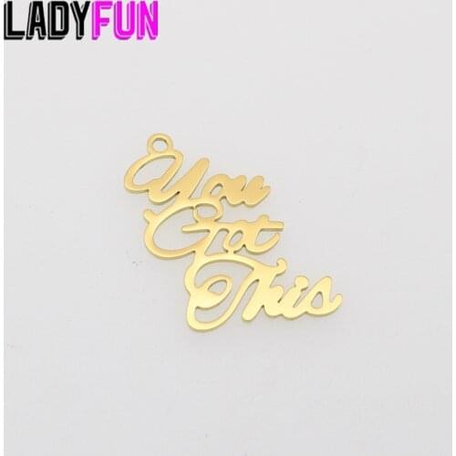 Script Words You Got This Charm Stainless Steel Cut Script Letter Charms High Polish Pendant 10pcs