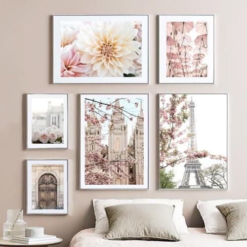 Wall Art Canvas Painting Paris Towel London Building Blossom Flower Nordic Posters And Prints Wall Pictures For Living Room Home