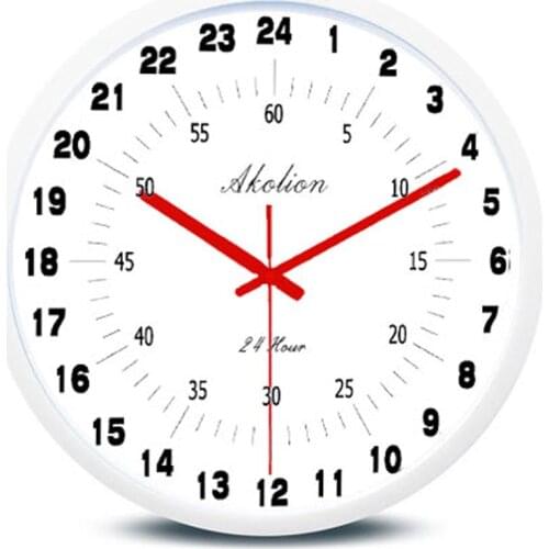 Newest 24 Hour Dial Design 12 Inches Plastic Frame Modern Fashion Decorative Round Wall clock