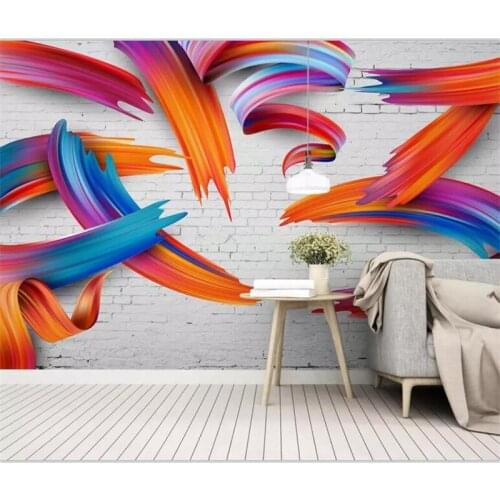 Beibehang Wallpaper custom large high-end Nordic simple 3d personality abstract colorful geometric lines background wall